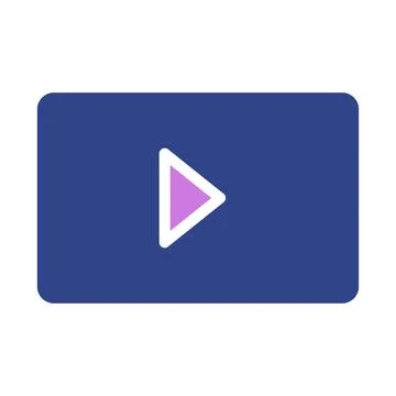 Play Button Icon in a Rectangle Shape with Outline Stock Illustration