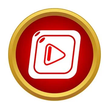 Play button icon on red circle interface design Illustrazione stock