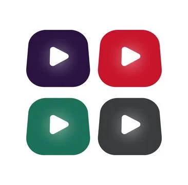 Play button icon set for audio and video playback functions Illustrazione stock