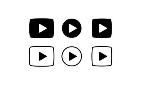 Play button icon set in black. Music or video turn on or off. Vector on isolated Illustrazione stock