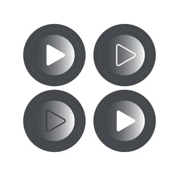 Play button icon set with circular design for audio and video playback functi Stock Illustration