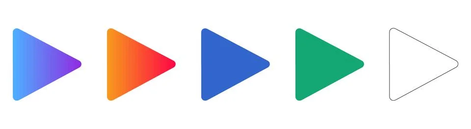 Play Button Icon Set in Gradient and Outline Styles Stock Illustration