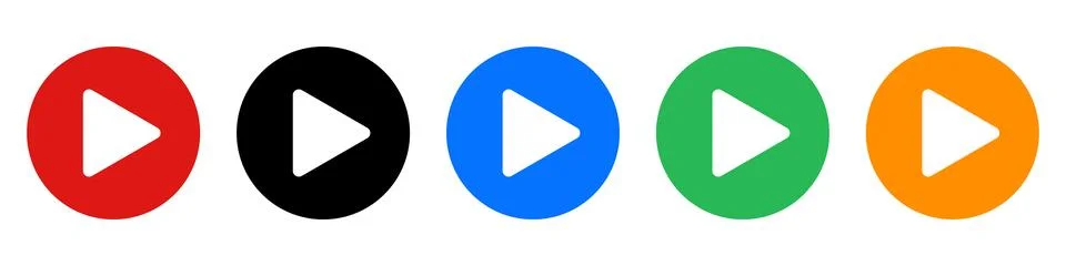 Play button icon set. Video and music playback. Stock Illustration
