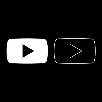 Play button icon set white color illustration flat style simple image Stock Illustration