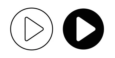 Play button icon. Style is flat and line symbol Stock Illustration