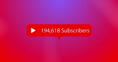 Play button icon, subscribers text and increasing numbers on speech bubble Stock Footage 139519244