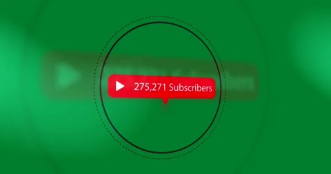 Play button icon, subscribers text and increasing numbers on speech bubble Stock Footage 325030272