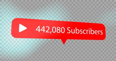 Play button icon, subscribers text and increasing numbers on speech bubble Stock Illustration