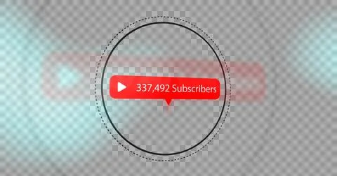 Play button icon, subscribers text and increasing numbers on speech bubble Stock Illustration