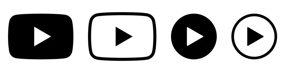 Play button icon vector set Illustrazione stock