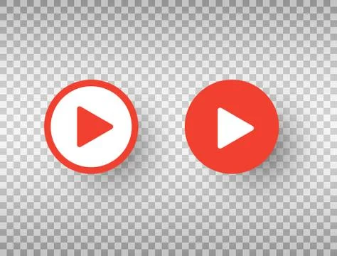 Play button icons set isolated on transparent background. Social media symbol Stock Illustration