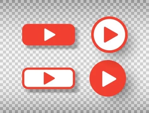 Play button icons set isolated on transparent background. Social media symbol Stock Illustration