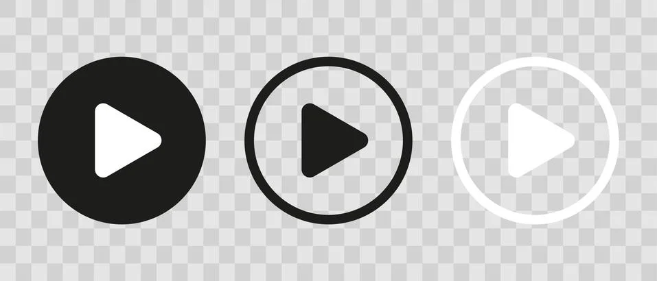 Play button icons on transparent backdrop. Digita webl vector Stock Illustration