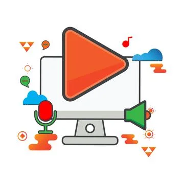 Play button illustration. computer illustration. Flat vector icon. can use fo イラスト素材