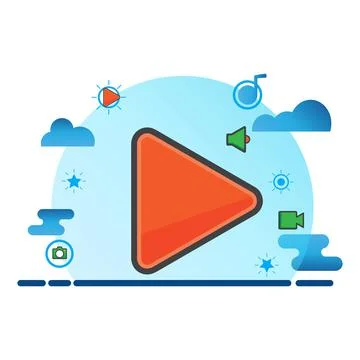 Play button illustration. Flat vector icon.  Stock Illustration