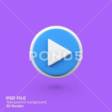 Play button isolated 3d render icon illustration PSD Template