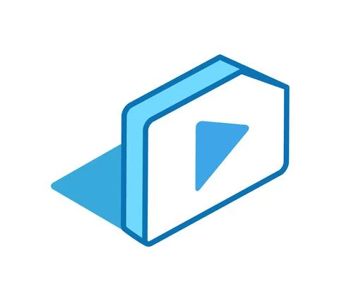 Play button isometric icon. Record, connect 3D line symbol. Stockillustratie