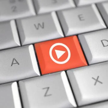 Play button on keyboard Stock Photos