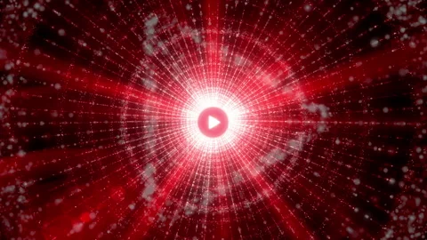 Play button light glow stroke neon flicker particle loop animation Stock Footage 152500662