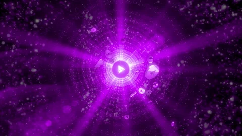 Play button light glow stroke neon flicker particle loop animation Stock Footage 152923186