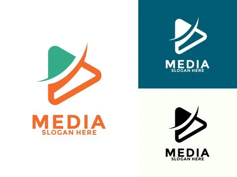 Play button logo icon vector, Cinema Logo template design Stock Illustration