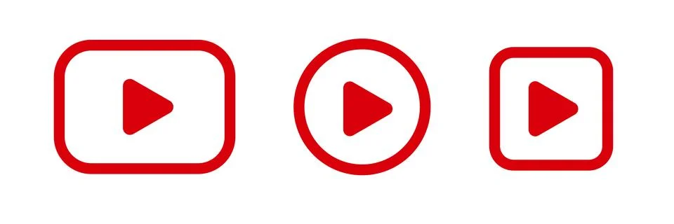 Play button logo. Red button icon design. Stock Illustration