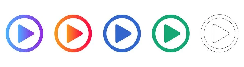 Play Button Media Interface Icon Set Stock Illustration
