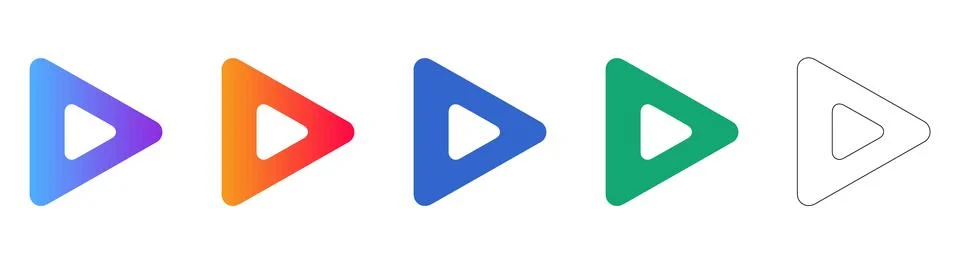 Play Button Media Interface Icons Set Ilustração Stock