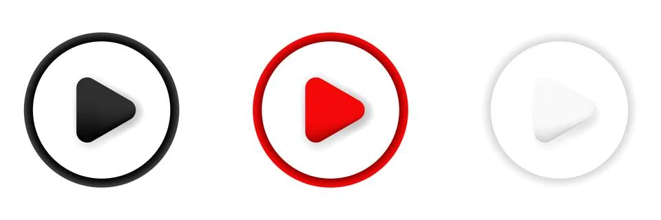 Play button red icon. Logo design in red. Stock Illustration