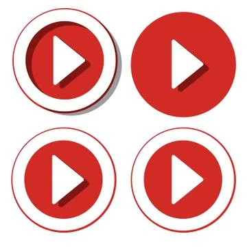 Play button red icon in trendy flat style. Vector illustration. EPS 10. Stock Illustration