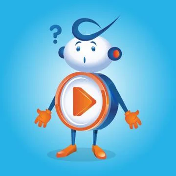 Play Button Robot Character In Confused Expression Stock  Illustration Vector Stock Illustration