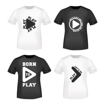 Play button stamp and t shirt mockup Stock Illustration