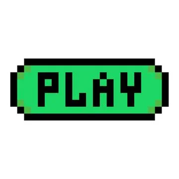 Play button start game menu control pixel art style vector green black outline 库存插图