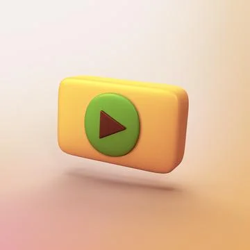 Play button - stylized 3d CGI icon object Stock Illustration