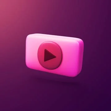 Play button - stylized 3d CGI icon object, Not gen Ai Stock Illustration