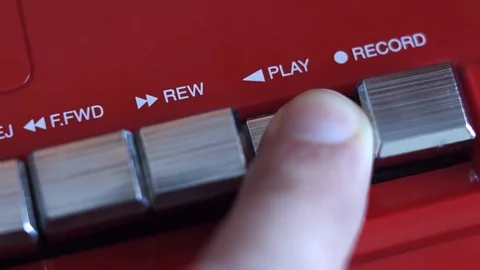 Play Button on the Tape Recorder Stock Footage 87056656