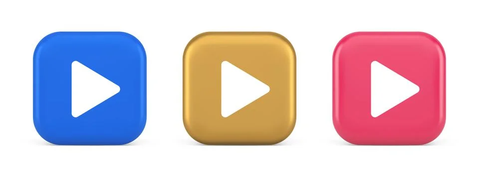 Play button triangle right arrow multimedia content player web app design 3d  Stockillustratie