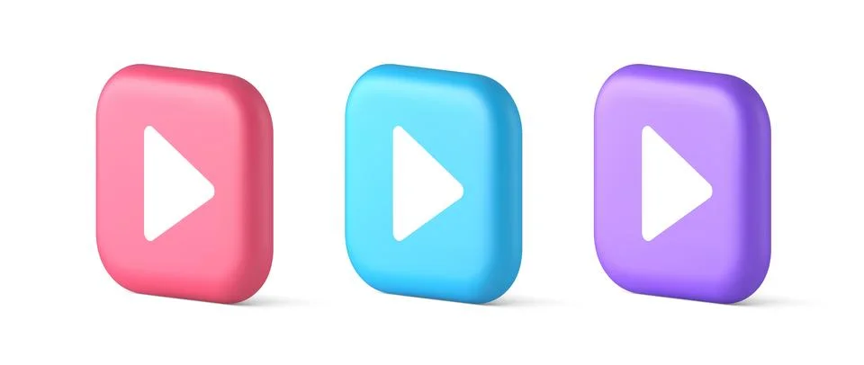Play button triangle right arrow multimedia content player web app design 3d  Ilustración de archivo
