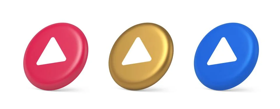 Play button triangle right arrow multimedia content player web app design 3.. Stock Illustration