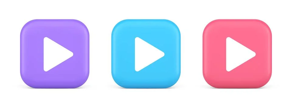 Play button triangle right arrow multimedia content player web app design 3.. Stock Illustration