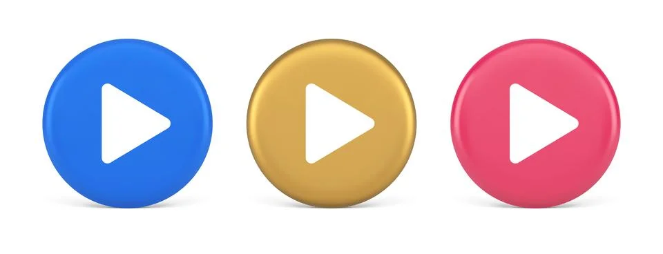Play button triangle right arrow multimedia content player web app design 3.. Stock Illustration