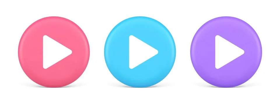 Play button triangle right arrow multimedia content player web app design 3d  Stock Illustration