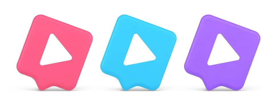 Play button triangle right arrow multimedia content player web app design 3.. Stock Illustration