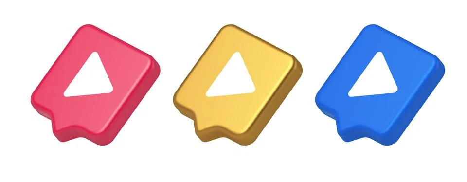 Play button triangle right arrow multimedia content player web app design 3d  Ilustración de archivo