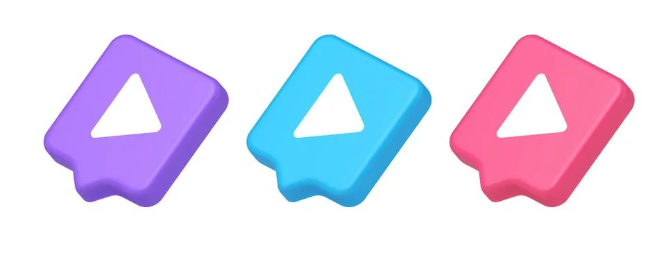 Play button triangle right arrow multimedia content player web app design 3d  Ilustración de archivo