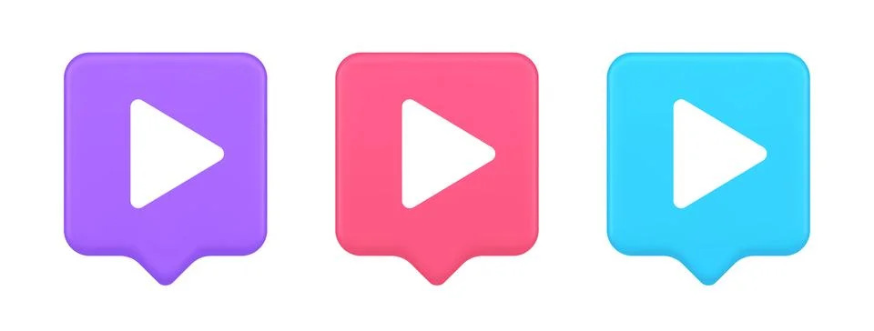 Play button triangle right arrow multimedia content player web app design 3d  Ilustración de archivo