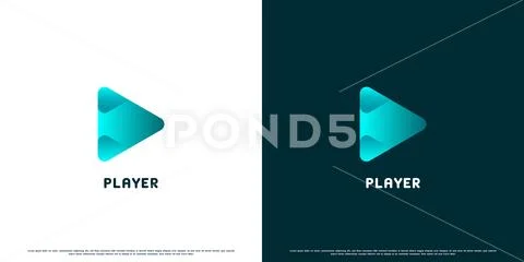 Play button triangle shape gradient modern logo design illustration. イラスト素材