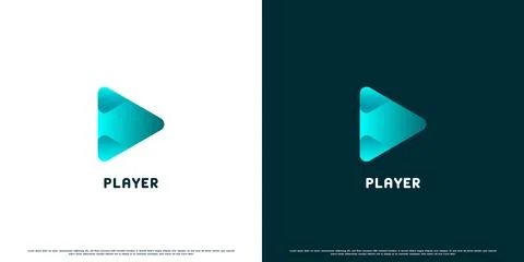 Play button triangle shape gradient modern logo design illustration. Stock Illustration