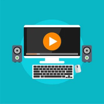 Play button to watch Video concept. Stock Illustration