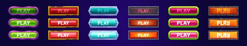 Play buttons for game menu interface Stock Illustration